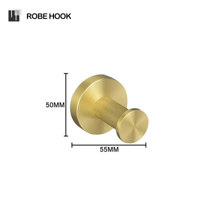 DecorBites™ Brushed Gold Bathroom Set: Towel Bar, Toilet Paper Holder, Hook - Wall Mount Kit