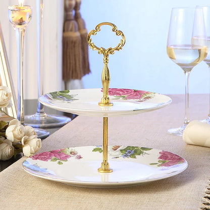 DecorBites™ Juego de platos de fruta de porcelana fina, soporte para pasteles, platos para buffet, bandeja, vajilla decorativa