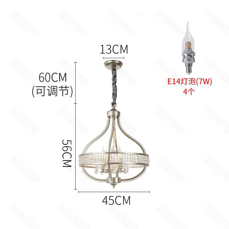 DecorBites™ Crystal Chandelier: Elegant France Chrome Pendent Lamp for Living Room, Dining Room, Bedroom