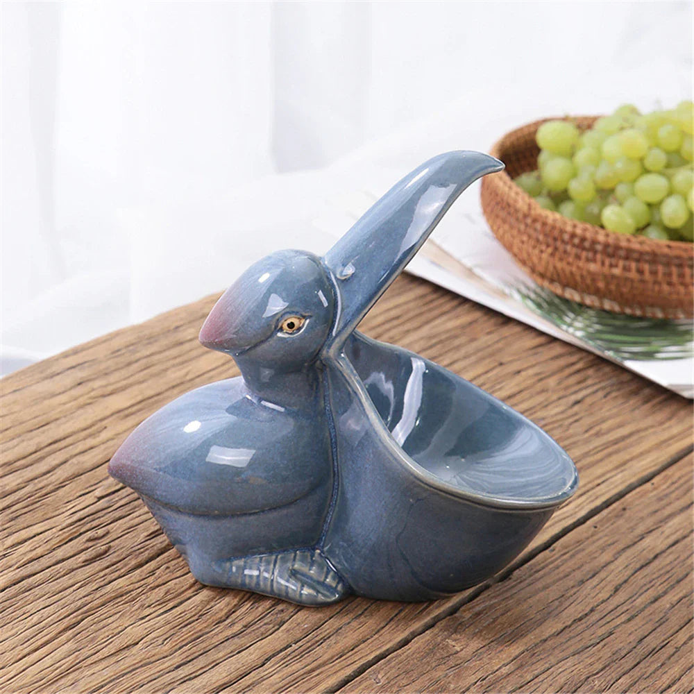 DecorBites™ Ceramic Animal Storage Can: Home Decoration & Organizer Frog Pelican Shark Figurine