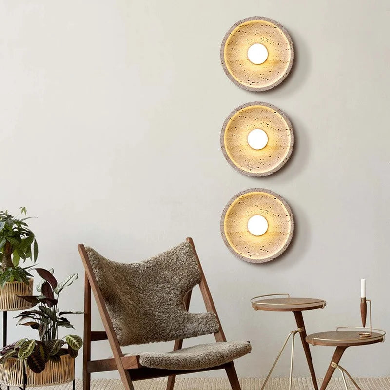 DecorBites™ LED Wall Lamp Pull Chain Yellow Stone Modern Mirror Light