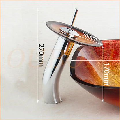 DecorBites™ Black Glass Waterfall Bathroom Sink Tap Mixer Faucet