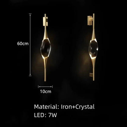 Aplique de pared DecorBites™ de cristal con cuerpo de cobre para mesilla de noche, escalera, recibidor o comedor.