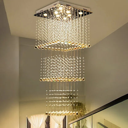 DecorBites™ Crystal Teardrop Stairwell Chandelier - Luxury Lighting for Hotel Stairs