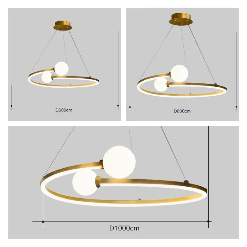 DecorBites™ Gold Nordic Ring LED Ceiling Chandelier for Dining Room Pendant Lighting