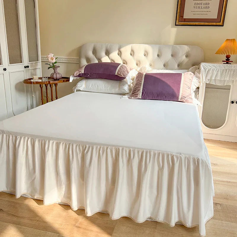Conjunto de ropa de cama de algodón estilo Princesa Coreana Decorbites™ con volantes plisados y funda de edredón suave