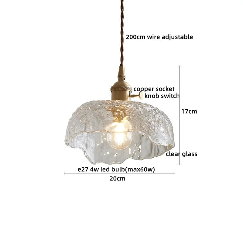 DecorBites™ Japanese Style LED Pendant Lamp Copper Glass Hanging Light Fixtures