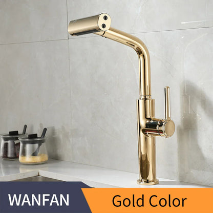 صنبور مطبخ أسود قابل للسحب من DecorBites™ مع رأس رشاش Waterfall Stream