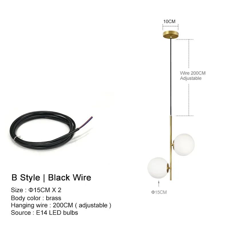 Lámpara de araña LED con bola de cristal DecorBites™: Lámpara colgante nórdica moderna para comedor y dormitorio