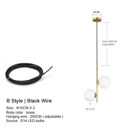 Lámpara de araña LED con bola de cristal DecorBites™: Lámpara colgante nórdica moderna para comedor y dormitorio