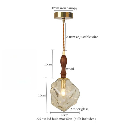 Lámpara colgante LED DecorBites™ de cristal agrietado para cafetería, bar, cocina y sala de estar