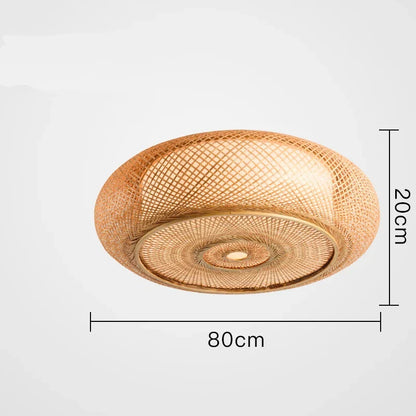DecorBites™ Bamboo Wicker Rattan Round Lantern Ceiling Light - Chinese Style Hand-Woven Fixture