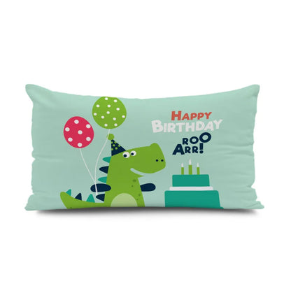 DecorBites™ Dinosaur Animal Happy Birthday Pillowcase - Children's Home Decor - Short Velvet