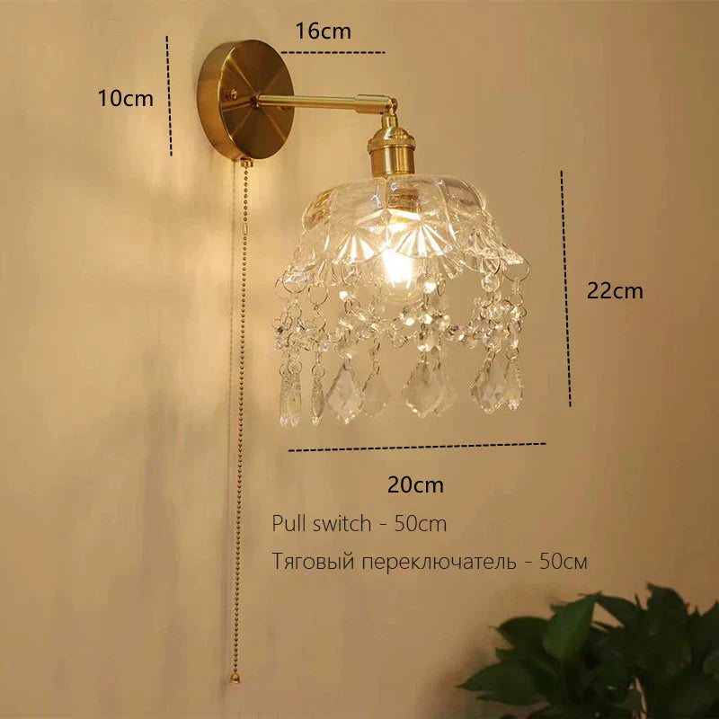 DecorBites™ Art Deco LED Wall Lamp with Pull Switch, Nordic Design, Glass Interior Wall Light