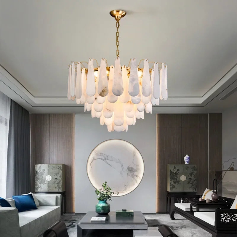 Copper Marble Pendant Light With E14 LED Bulb