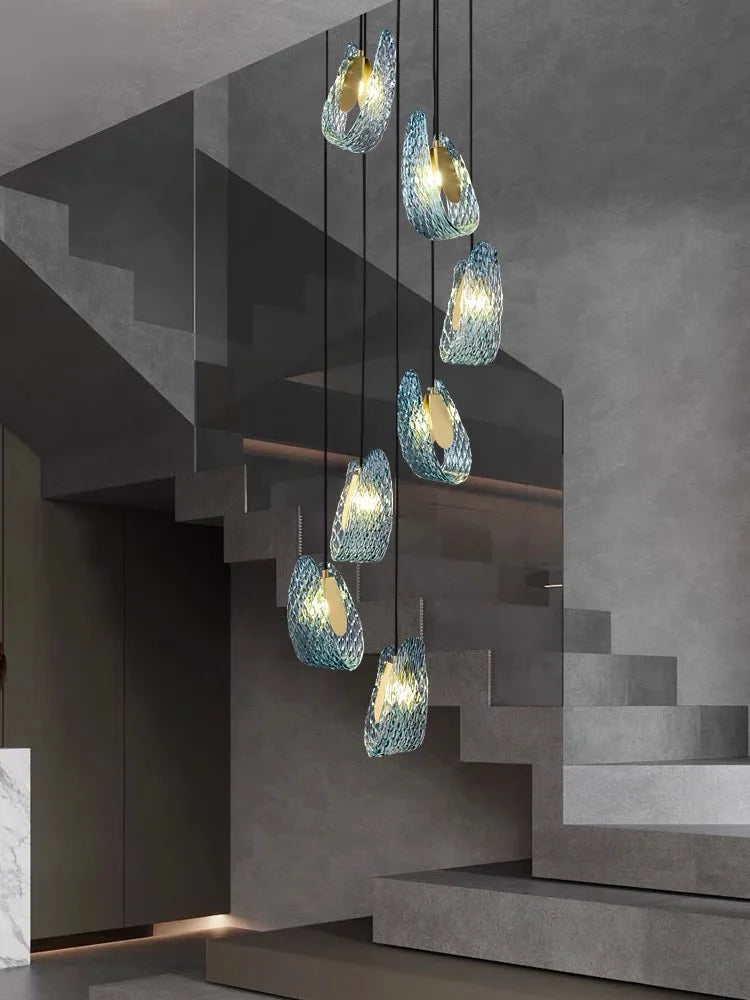 Lámpara de techo de cobre con hoja de pavo real azul Art Deco LED™ Decorbites para sala de estar