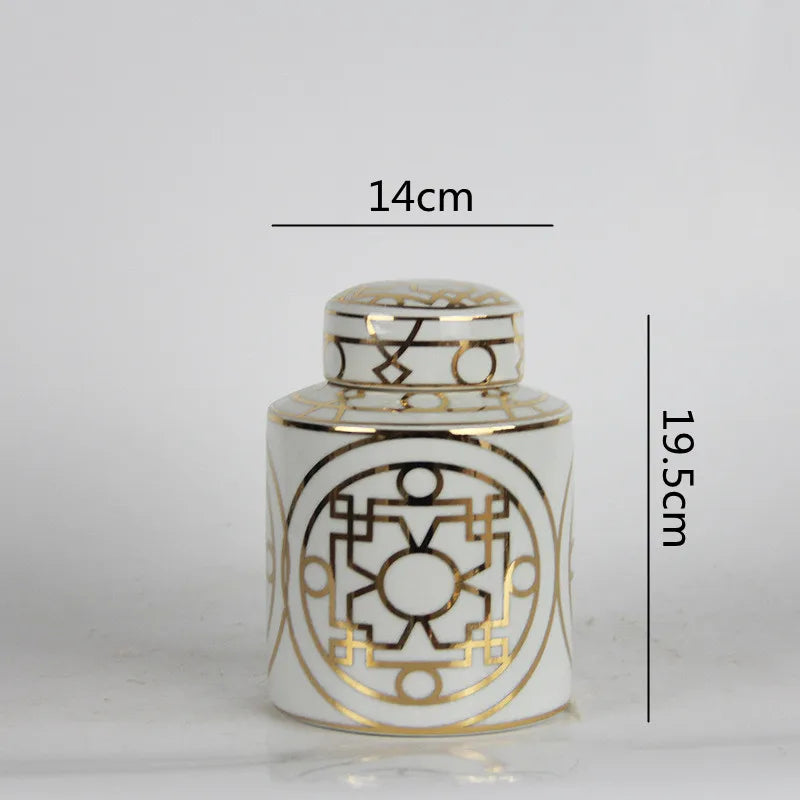 Decorbites™ Goldkorn-Keramik-Zylinder-Speichergefäß Vintage-Vase Taschentuchbox Ornamente