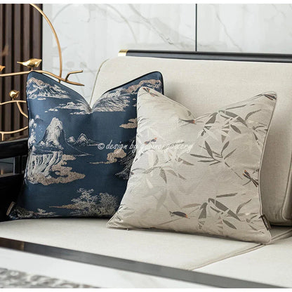 Funda de cojín bordada con libélulas DecorBites™ - Estilo pintoresco y elegante