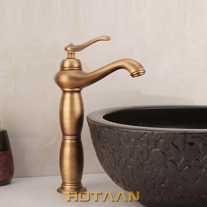 Bathroom Tall Basin Faucet Antique Bronze Brass Mixer Solid Copper Luxury Europe style Tap torneiras para banheiro crane YT-5062