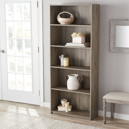Njord - 5-Shelf Book Shelf Living Room Shelves Wood Shelves