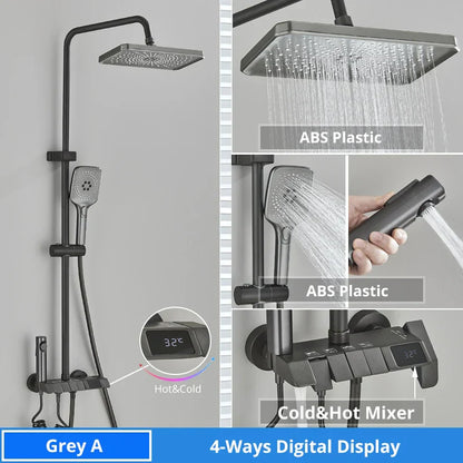 DecorBites™ Digital Rainfall Shower System Mixer Set 4-way Bathroom Faucets Kit