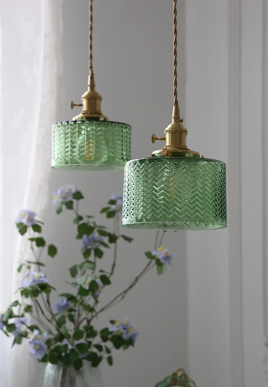 Decorbites™ Glas-Schirm-Kronleuchter-Deckenlampe für Schlafzimmer Esszimmer Grün Vintage LED