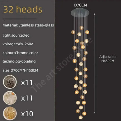 Lámpara de techo espiral de cristal DecorBites™ para una decoración moderna de sala de estar y cocina.