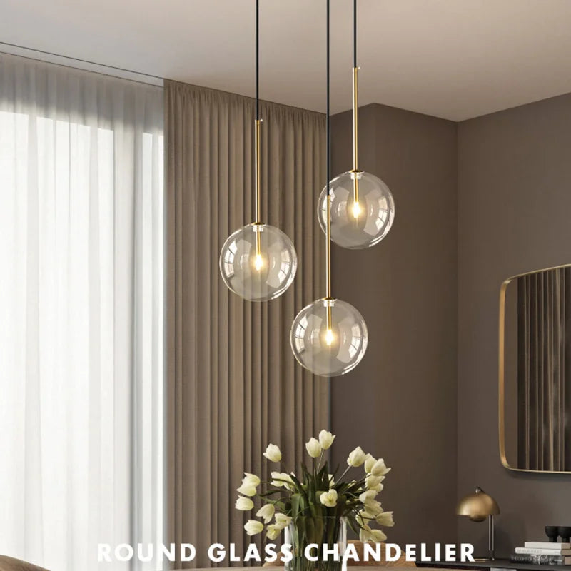 Modern Clear Glass Pendant Light With Gold Finish
