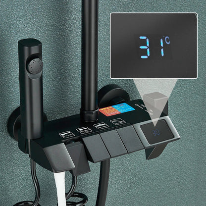 DecorBites™ Black Smart Digital Rainfall Shower System with Grey Mixer Tap