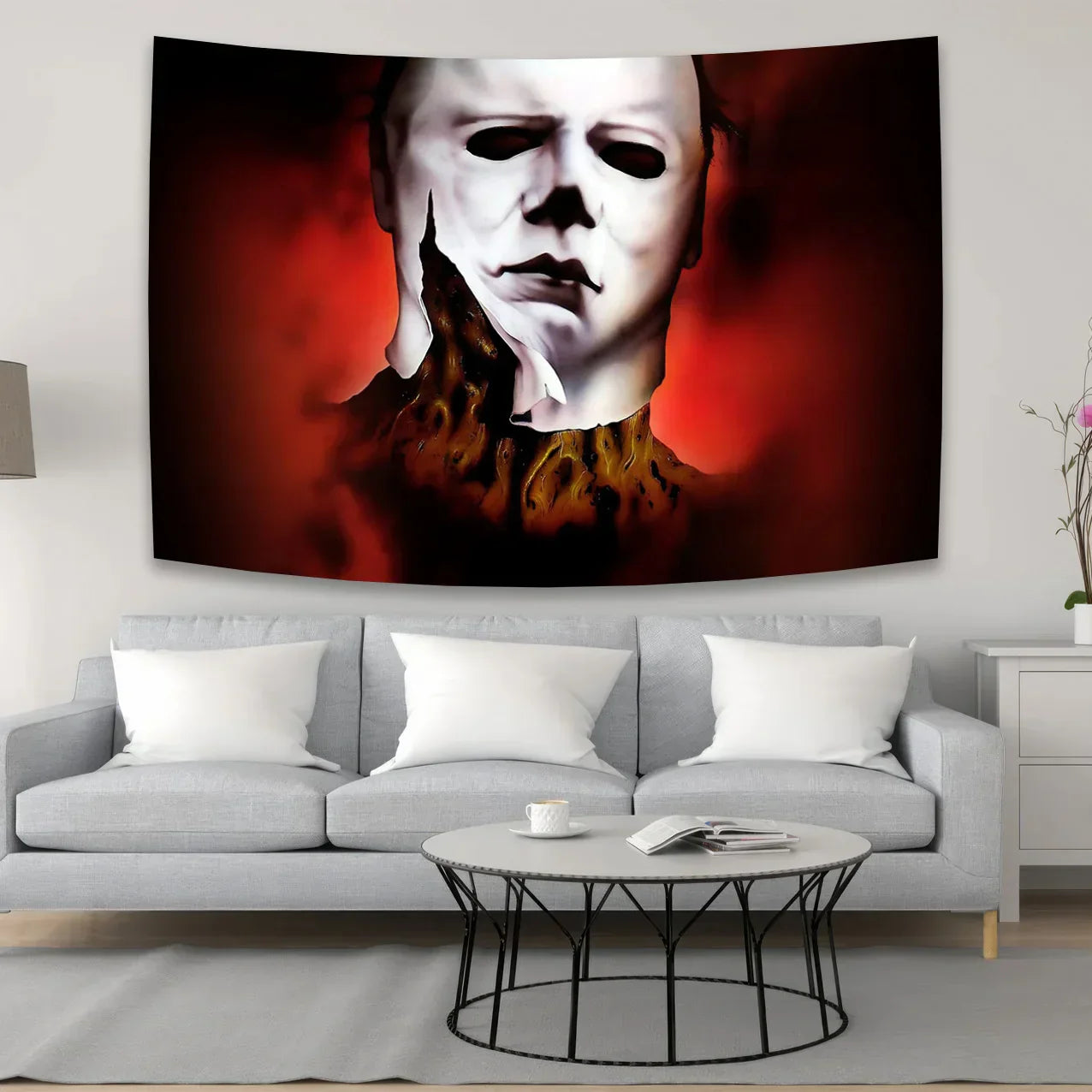 Halloween Michael Myers Tapestry by Decobites: Horror Movie Aesthetic Room Decor & Background.