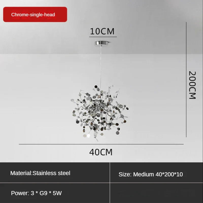 DecorBites™ Leaf Sequin Ceiling Chandelier for Modern Living Room, Restaurant, Bar, and Shop Window