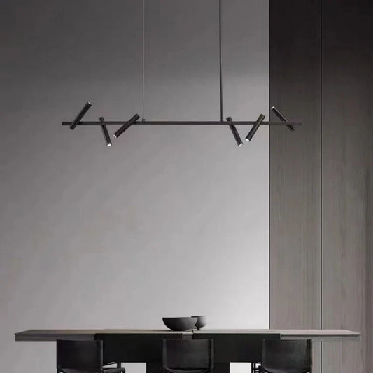 DecorBites™ Black Metal Chandelier: Minimalist Hanging Light for Dining Room, Kitchen, Bedroom.