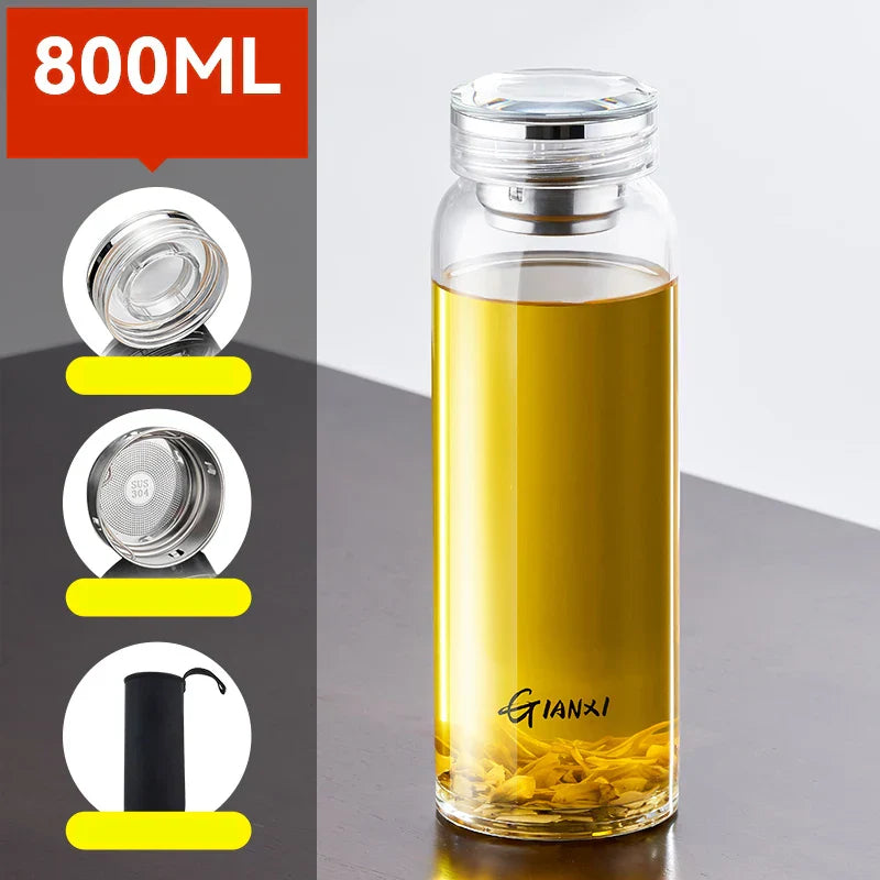 DecorBites™ Glass Tea Bottle with Strainer and Lid