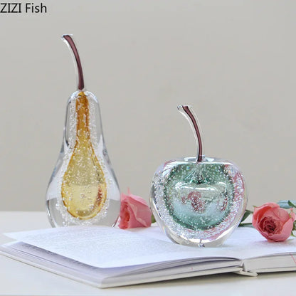 DecorBites™ Glass Fruit Sculpture Desk Ornament for Aesthetic Room Decor