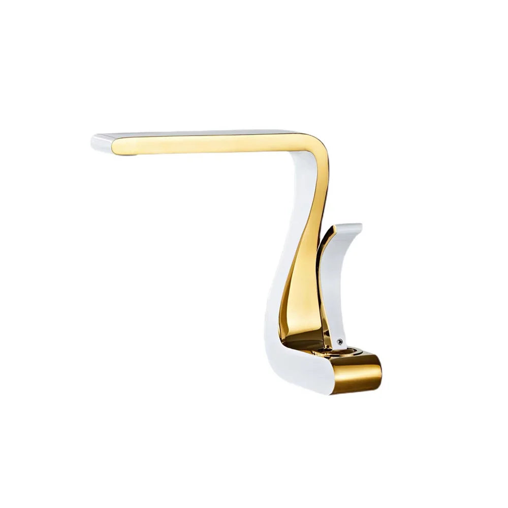 Grifo de Lavabo Decorbites™ Gold Basin: Grifo Mezclador de Baño Moderno en Latón para Agua Caliente/Fría