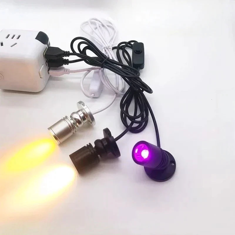 DecorBites™ LED Spotlight 1W/3W DC5V Cabinet Shelf Showcase Ceiling Lights Switch