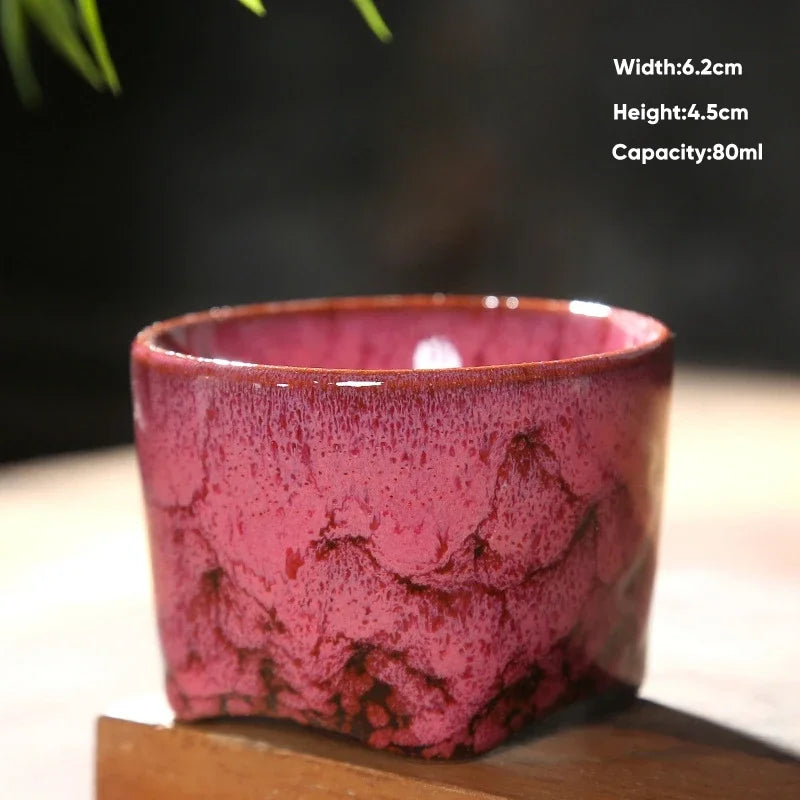 DecorBites™ Japanese Kiln Transformation Ceramic Tea Cup Espresso Coffee Mug Pottery Kung Fu Teacup