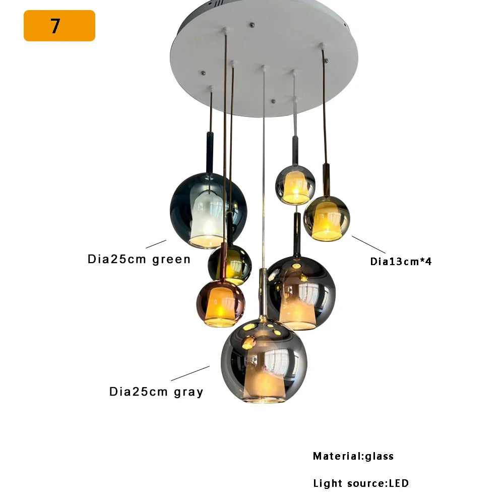DecorBites™ Glass Ball Pendant Lights: Italian Designer Hanging Lamp for Dining Room, Kitchen Island