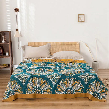 Manta de algodón bohemia DecorBites™ - Suave, transpirable, tamaño king