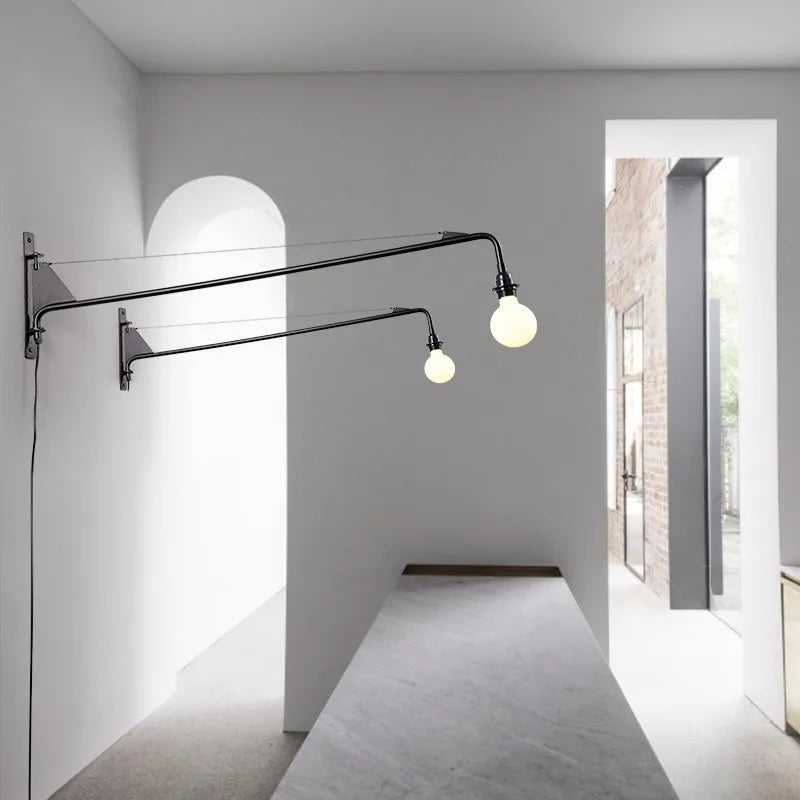 Black Industrial Wall Lamp Swing Arm Loft Style