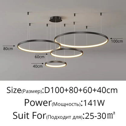 DecorBites™ Acrylic LED Ring Pendant Light Modern Minimalist Art Decor Chandelier