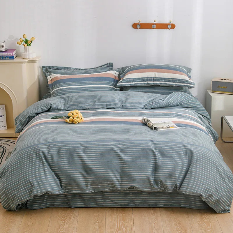 DecorBites™ Brushed Cotton Printed Duvet Cover Set - Single/Double Bed Bedclothes