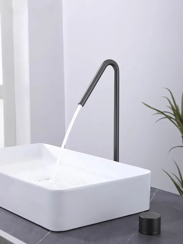 DecorBites™ Brushed Black Basin Faucet with Rotating Two-Hole Sink Tap - Widespread Bathroom Tap