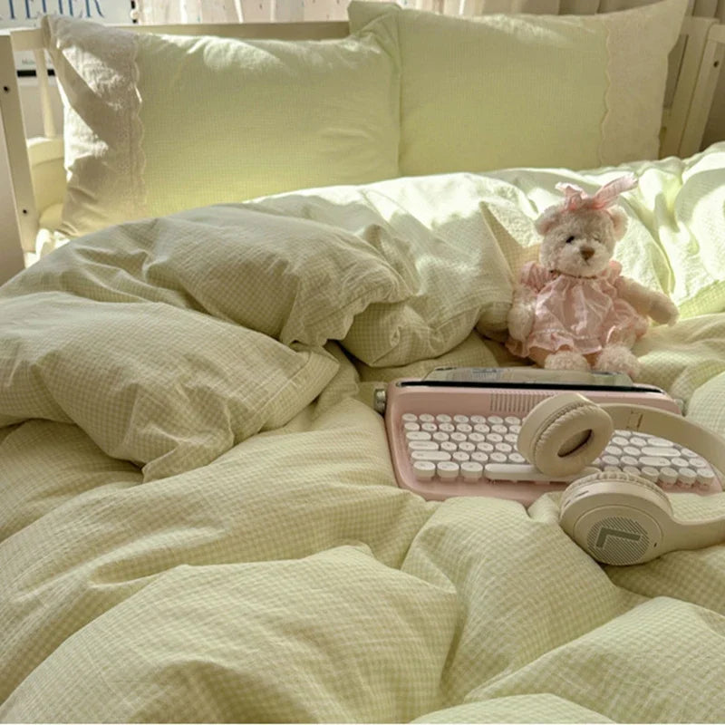 Juegos de cama DecorBites™ de algodón lavado con encaje francés para camas King y Queen