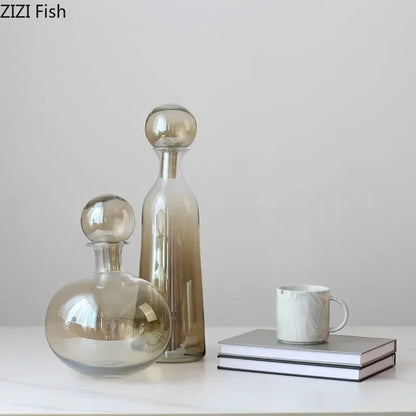 DecorBites™ Amber Glass Vase Hydroponics Desk Decoration Modern Home Decor