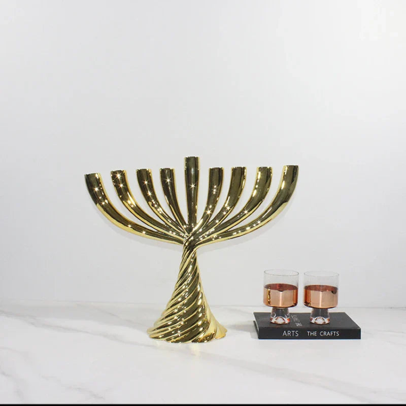 Conjunto de portavelas de torsión geométrica Decorbites™ de oro para una decoración elegante del hogar