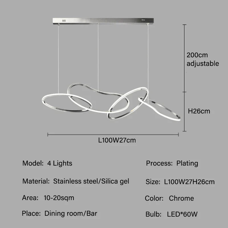 DecorBites™ LED Ring Chandelier for Living Dining Room - Postmodern Luxury Minimalist Art Lighting