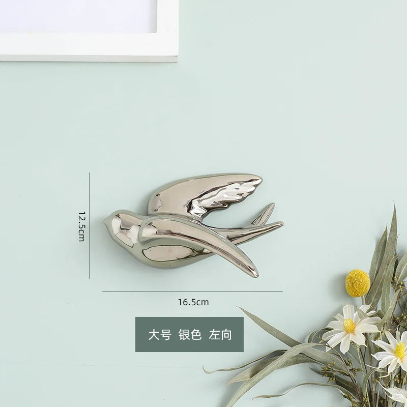 DecorBites™ Golden Bird Swallow Sculpture Wall Decor Three-dimensional Handicrafts