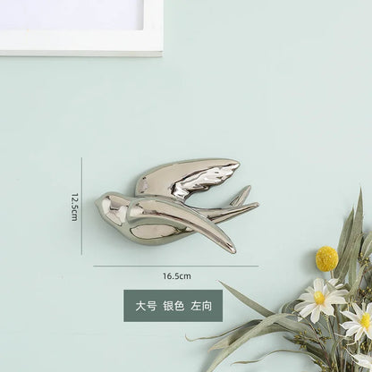 DecorBites™ Golden Bird Swallow Sculpture Wall Decor Three-dimensional Handicrafts