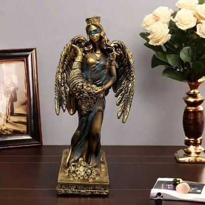 DecorBites™ Greek Goddess Fortune Figurine - Wealth Sculpture Home Office Decor Gift